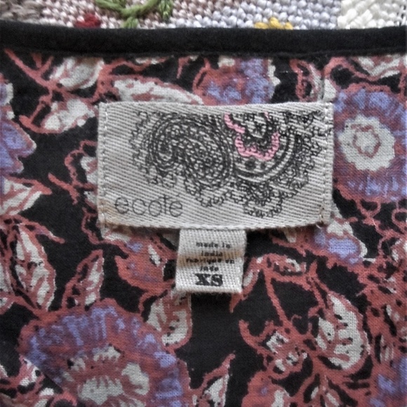 Ecote Flutter Sleeve Floral Cotton Peasant Dress S - Picture 7 of 7